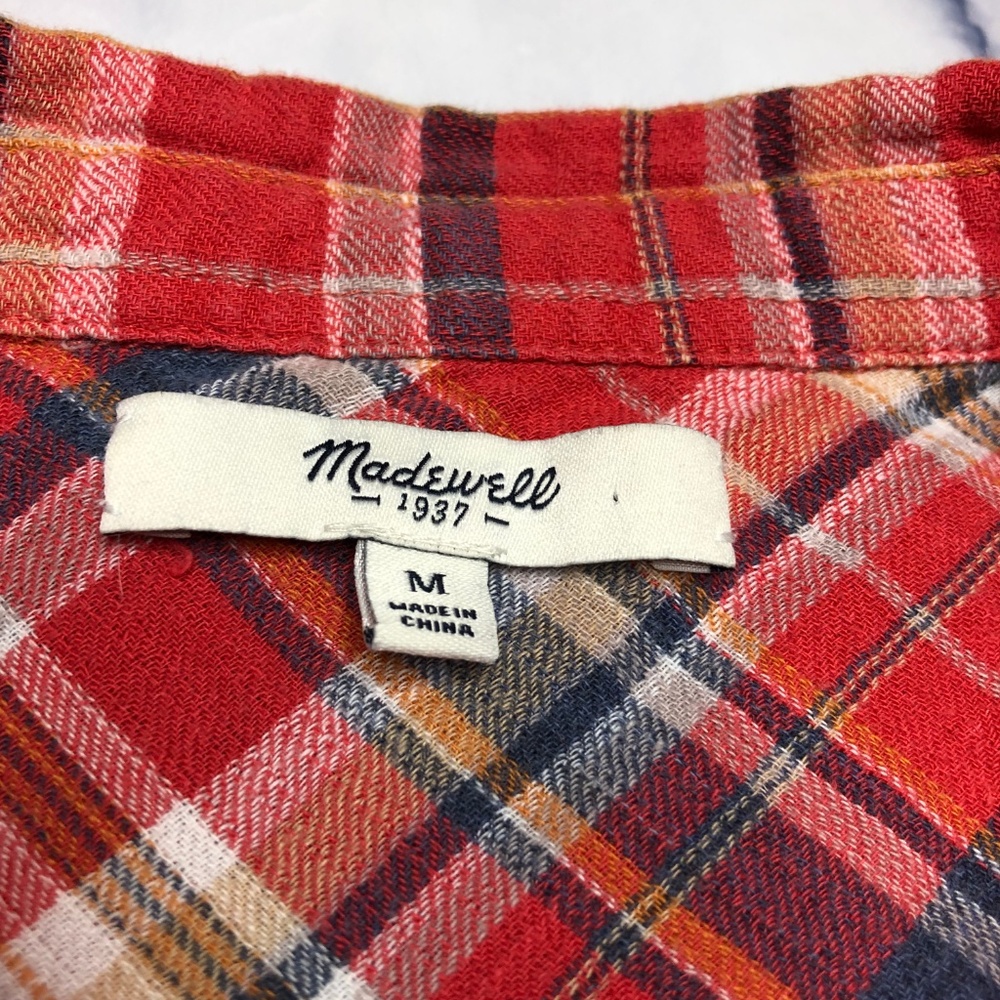 Madewell Red Boyshirt Suntour Plaid Flannel Blouse - Picture 8 of 8